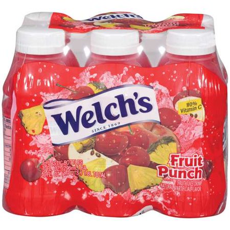 Welch S Fruit Punch Juice Drink 10 Fl Oz on-the-Go Bottle (Pack of 6)