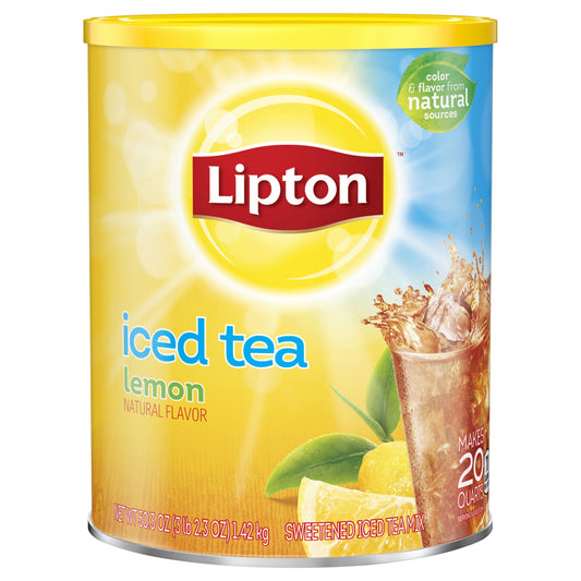 Lipton Iced Tea Mix Black Tea Lemon Caffeinated Sweetened with Real Cane Sugar 20 Quarts