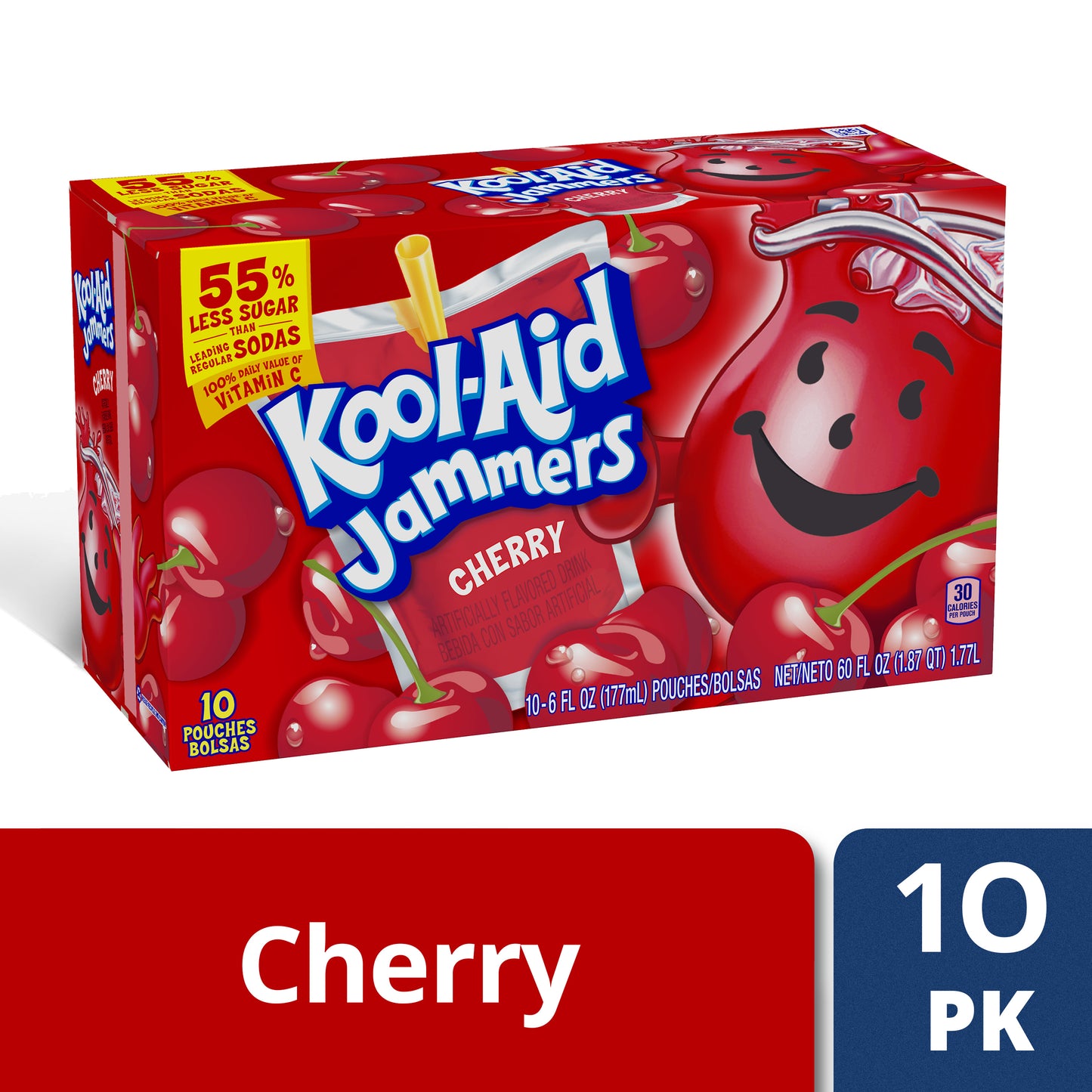 Kool Aid Jammers Cherry Kids Drink 0% Juice Box Pouches 10 Ct Box 6 Fl Oz Pouches