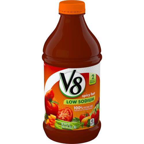 V8 Low Sodium Spicy Hot 100% Vegetable Juice 46 Fl Oz Bottle