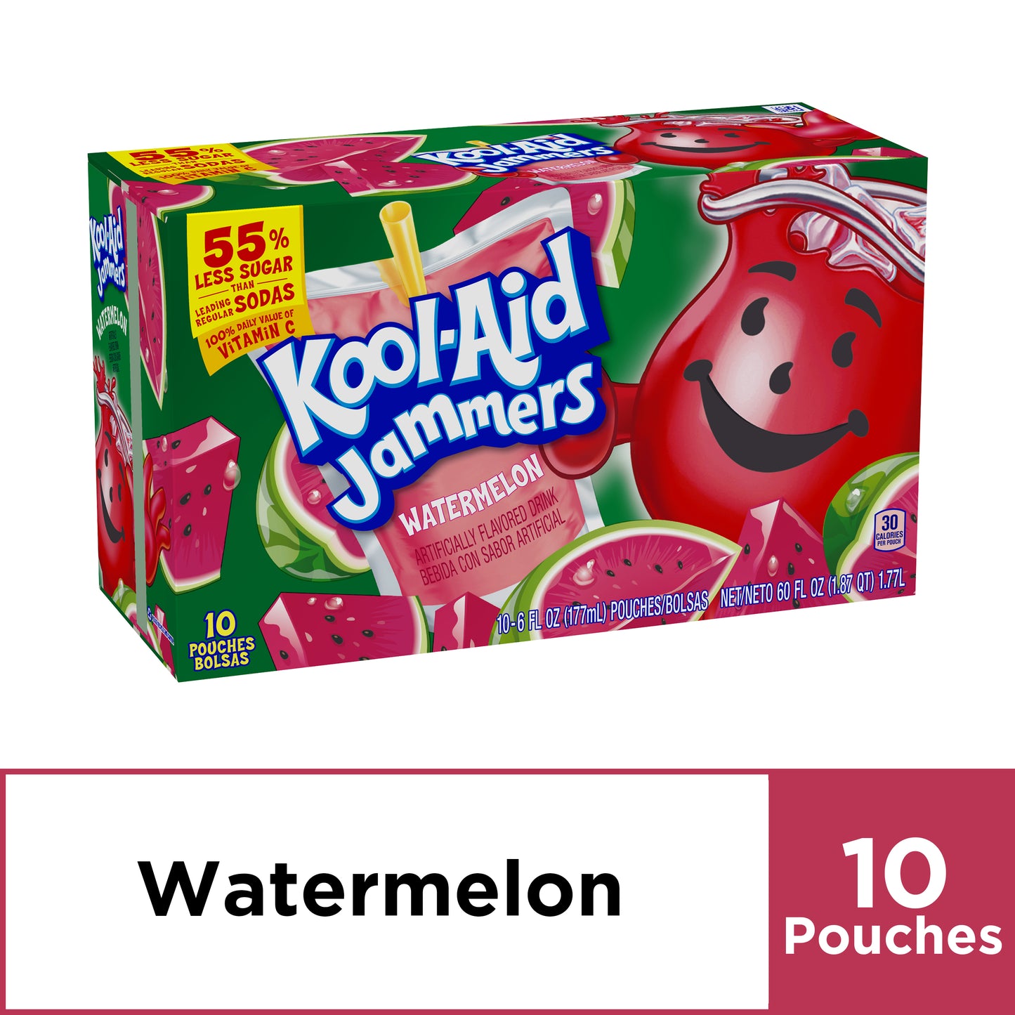 Kool-Aid Jammers Watermelon Kids Drink 0% Juice Box Pouches 10 Ct Box 6 Fl Oz Pouches