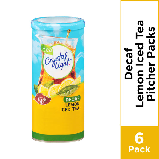 Crystal Light Decaf Lemon Iced Tea Sugar Free Drink Mix 6 Ct Pitcher Packets