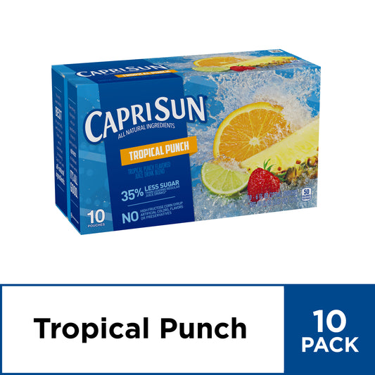 Capri Sun Tropical Punch Juice Box Pouches 10 Ct Box 6 Fl Oz Pouches