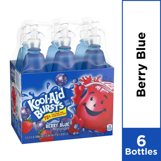 Kool Aid Bursts Berry Blue Kids Drink 6 Ct Pack 6.75 Fl Oz Bottles