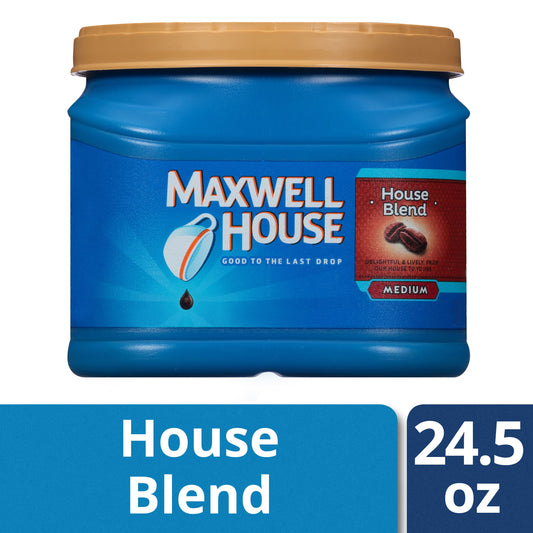 Maxwell House House Blend Medium Roast Ground Coffee 24.5 Oz Canister