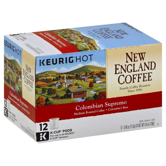 New England Coffee Single-Serve Coffee Packets, Colombian Supremo, Carton of 24