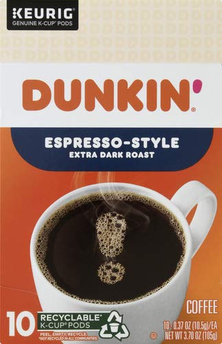 Dunkin' Espresso-Style Extra Dark Roast K-Cup Pods, 10 Ct