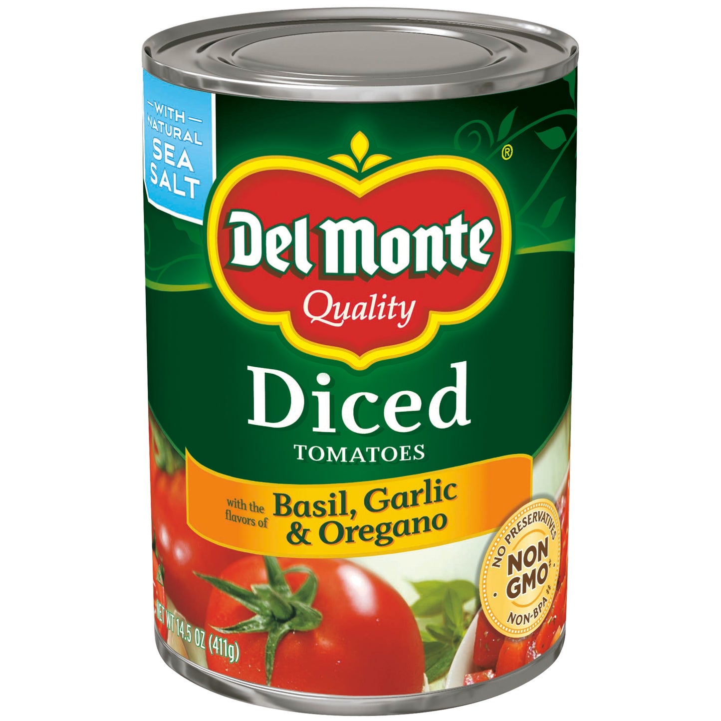 Del Monte Diced Tomatoes with Basil Garlic & Oregano 14.5 Oz Can