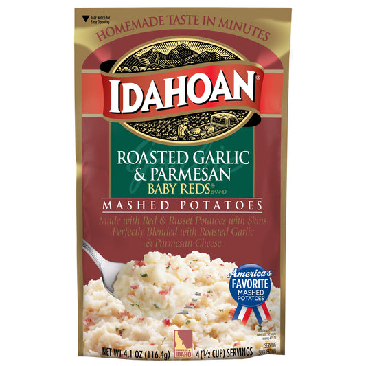 Idahoan Baby Reds® W/Roasted Garlic & Parm Mashed Potatoes 4.1 Oz Pouch