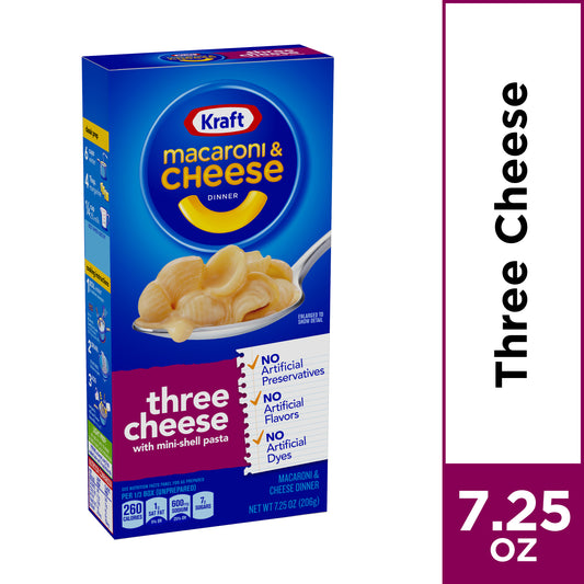 Kraft Three Cheese with Mini-Shell Pasta Macaroni & Cheese Dinner 7.25oz