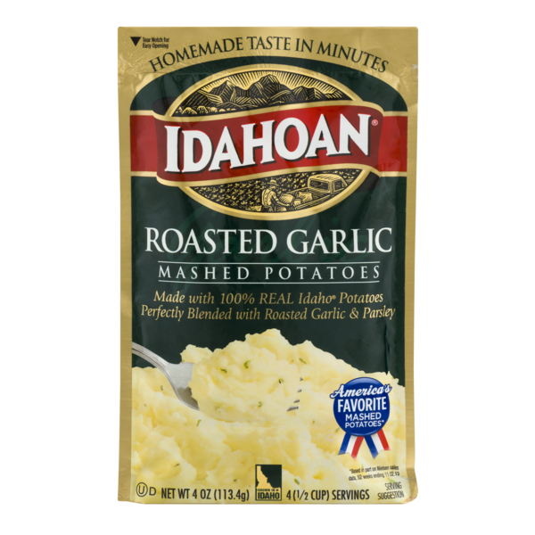 Idahoan Roasted Garlic Mashed Potatoes 4 Oz Pouch