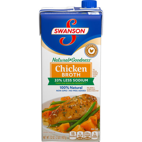 Swanson Natural Goodness 33% Less Sodium Chicken Broth 32 Oz Carton