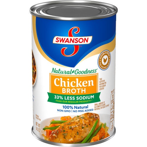 Swanson Natural Goodness 33% Less Sodium Chicken Broth, Can, 14.5 Oz