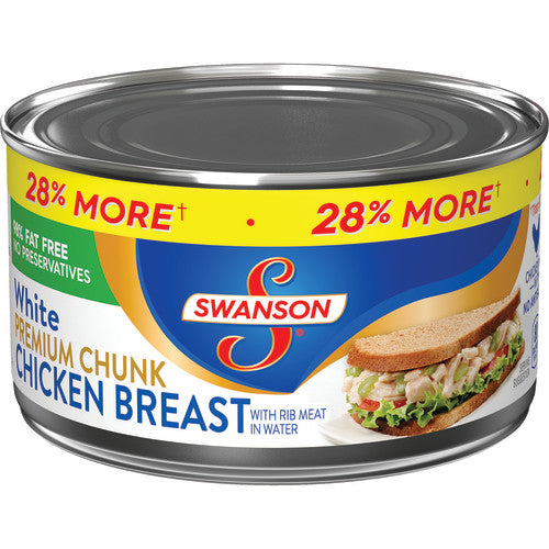 Swanson White Premium Chunk Canned Chicken Breast in Water Fully Cooked Chicken 12.5 Oz Can