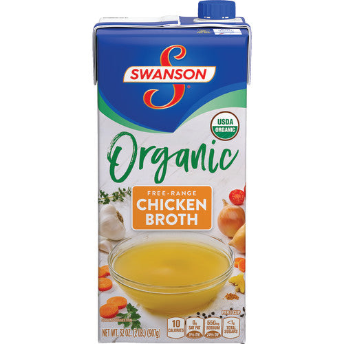 Swanson 100% Natural Organic Chicken Broth, 32 Oz Carton