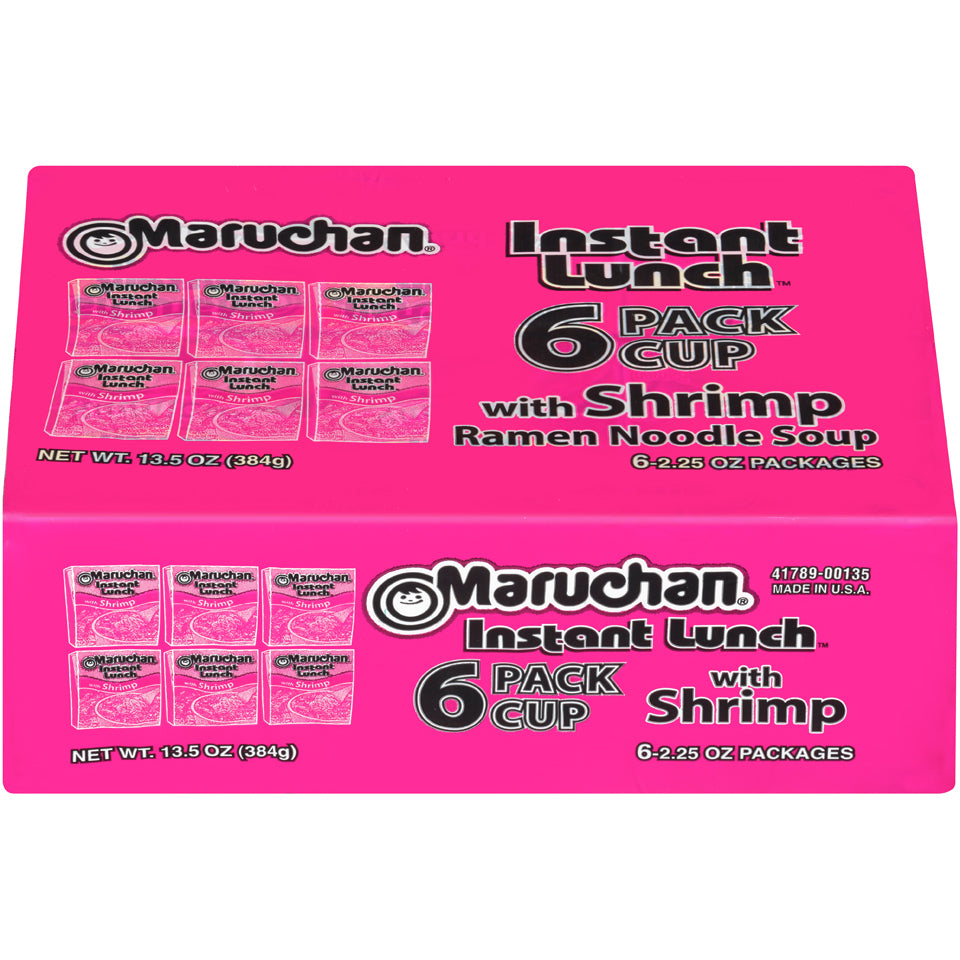 Maruchan Instant Lunch Noodle Soup Shrimp 2.25 Oz Shelf Stable Cup 6 Pack