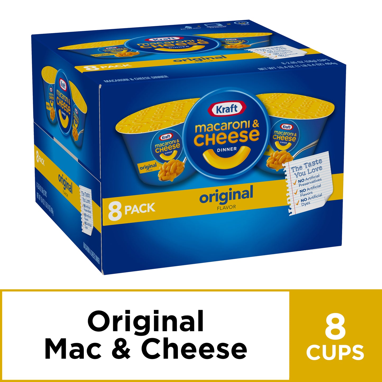 Kraft Original Mac N Cheese Macaroni and Cheese Cups Easy Microwavable Dinner 8 Ct Box 2.05 Oz Cups