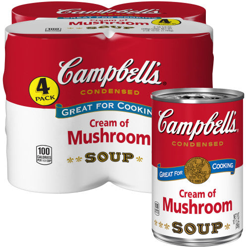 Campbell's Condensed Cream of Mushroom Soup, 10.75 Oz Cans, 4 Pack - 10.5 Oz