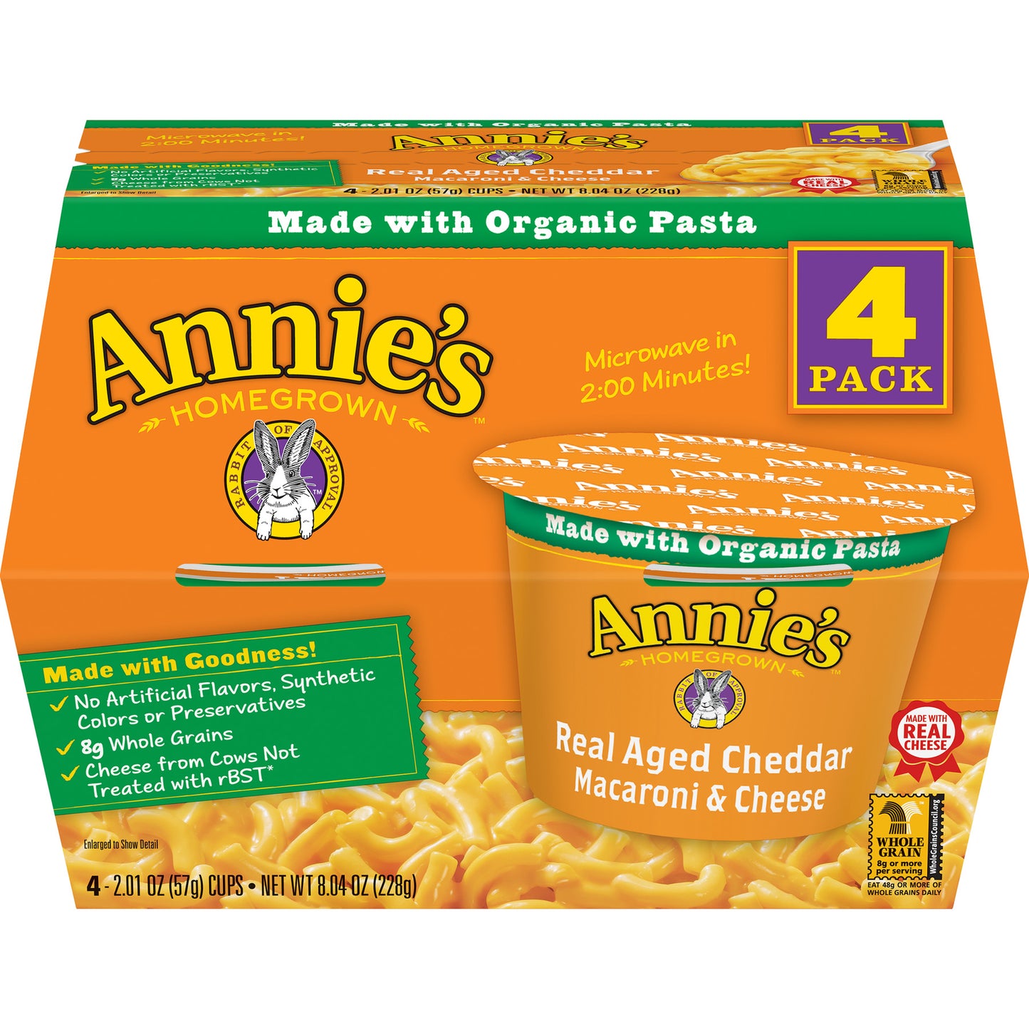 Annie's Homegrown Macaroni & Cheese Real Aged Cheddar 4 Pack