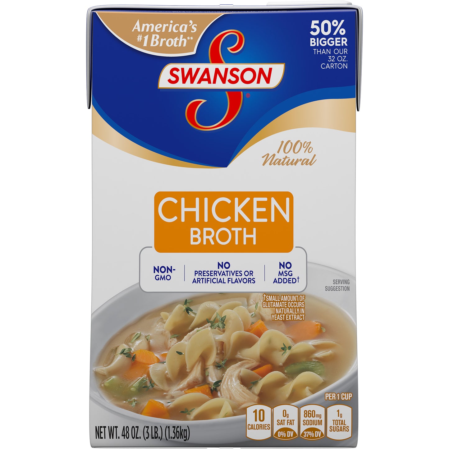 Swanson 100% Natural Gluten-Free Chicken Broth 48 Oz Carton