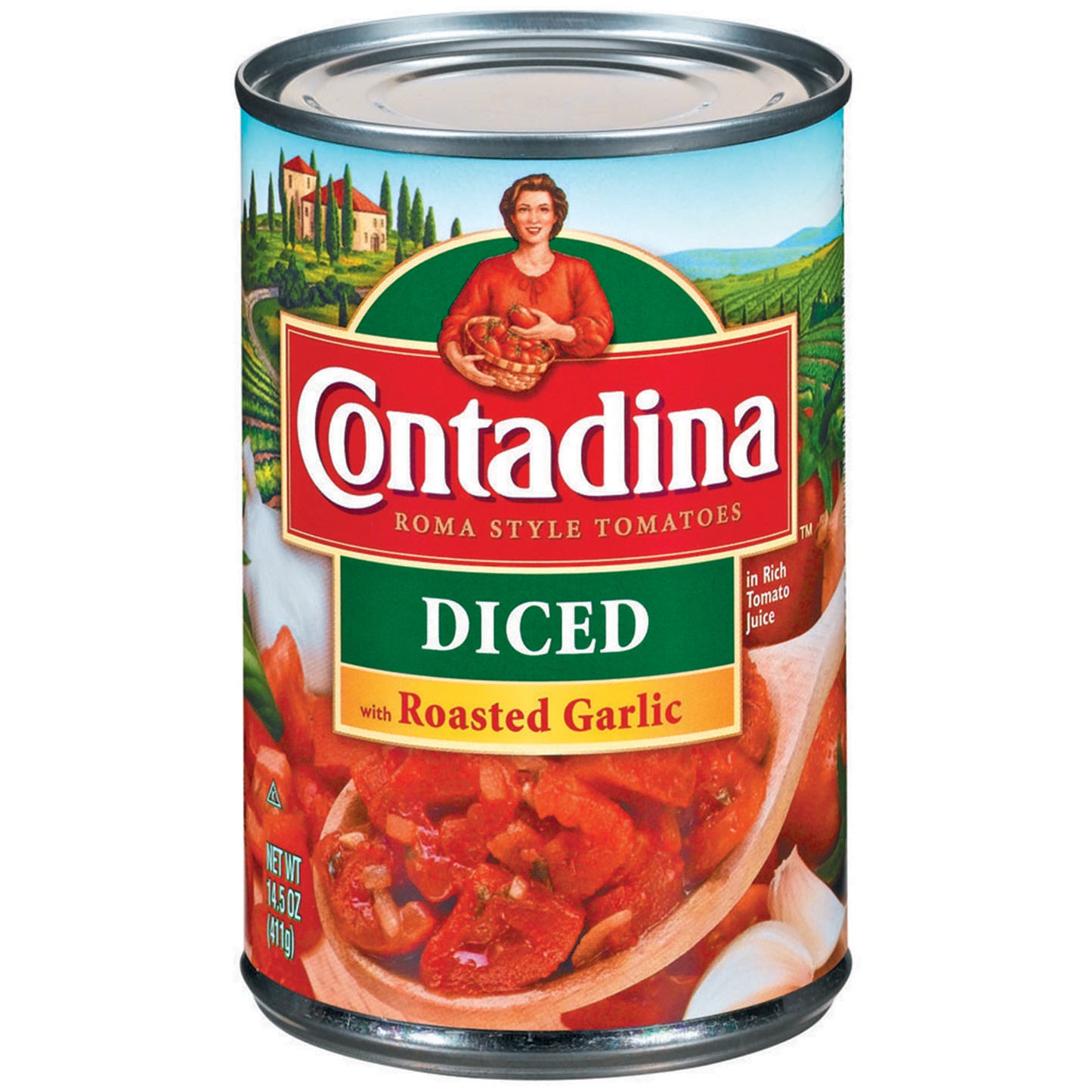 Contadina Diced Roma Tomatoes with Garlic Herb 14.5 Oz Can