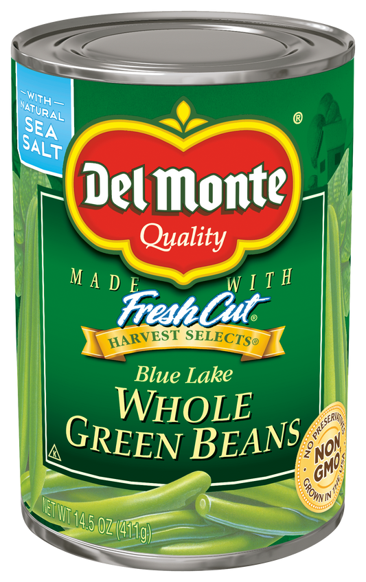 Del Monte Whole Green Beans Canned Vegetables 14.5 Oz Can