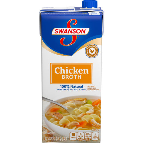 Swanson 100% Natural Chicken Broth, Carton, 32 Oz