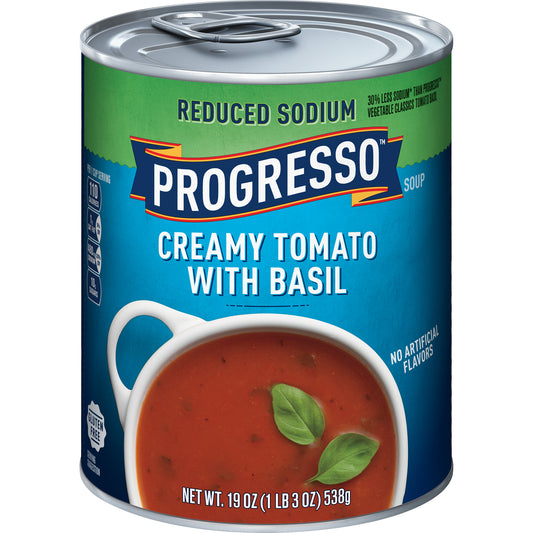 Progresso Reduced Sodium Creamy Tomato Basil Soup, 19 Oz