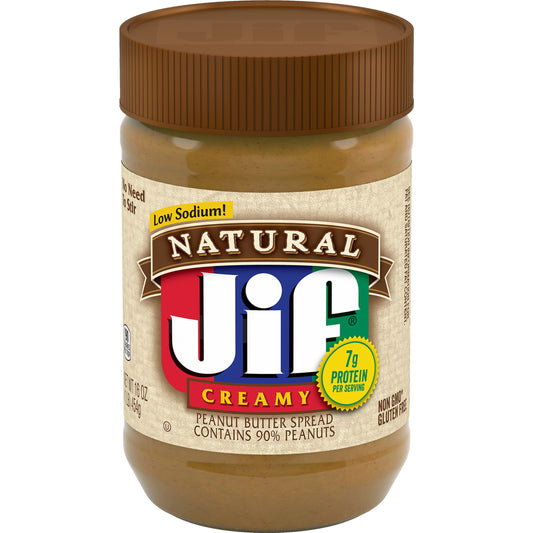 Jif Natural Creamy Peanut Butter Spread 16-Ounce Jar