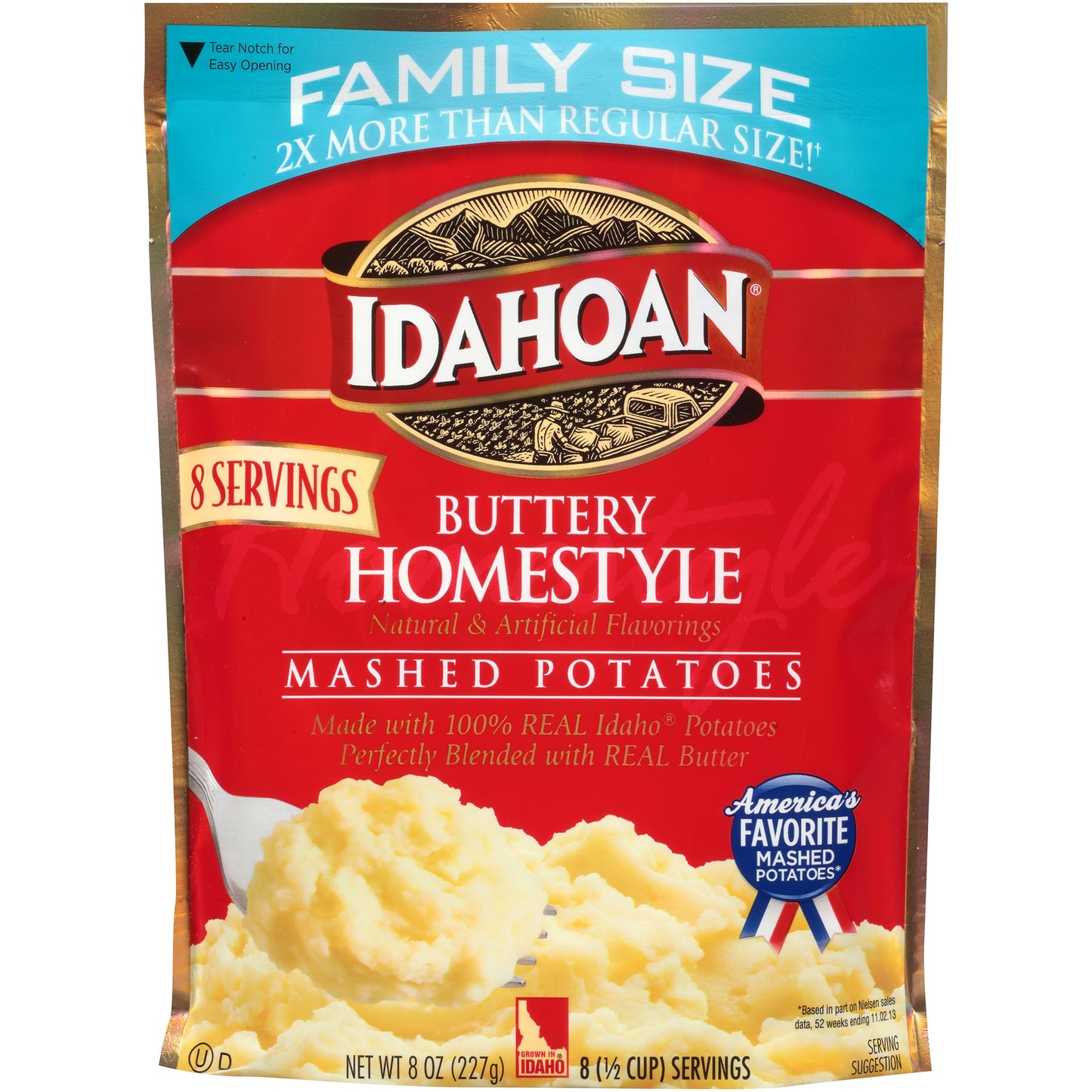 Idahoan Buttery Homestyle® Mashed Potatoes Family Size 8 Oz Pouch