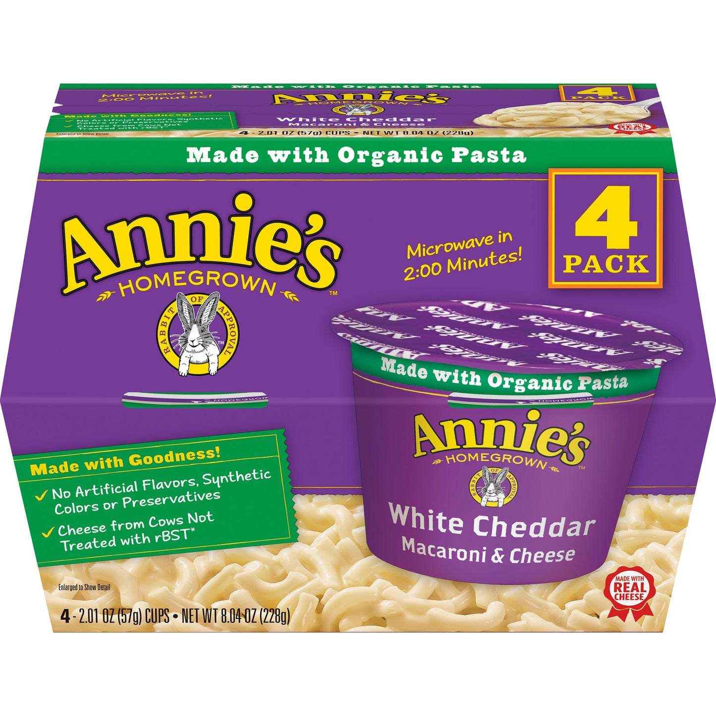 Annie's Homegrown Macaroni & Cheese White Cheddar 4 Pack