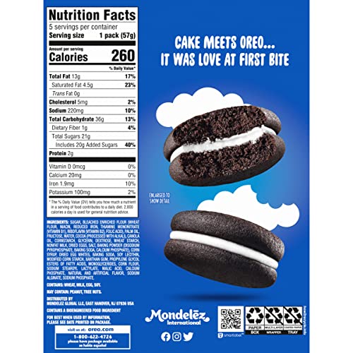 OREO Cakesters Soft Snack Cakes 5 - 2.02 Oz Snack Packs