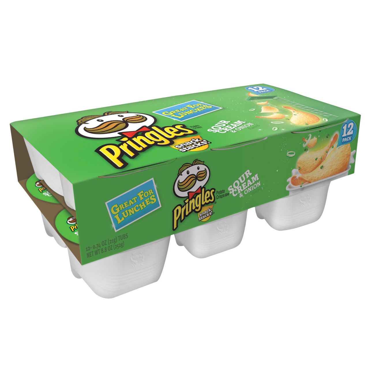 Pringles Sour Cream and Onion Potato Crisps Chips 8.8 Oz 12 Count