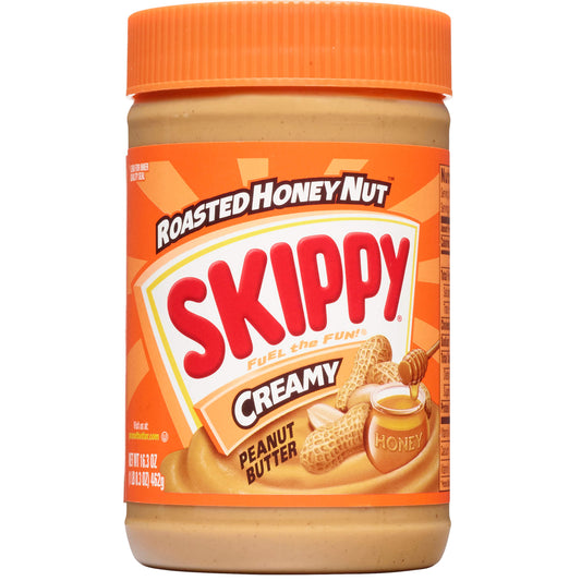 SKIPPY Peanut Butter Creamy Roasted Honey Nut Spread, 7 g Protein Per Serving, 16.3 oz Plastic Jar