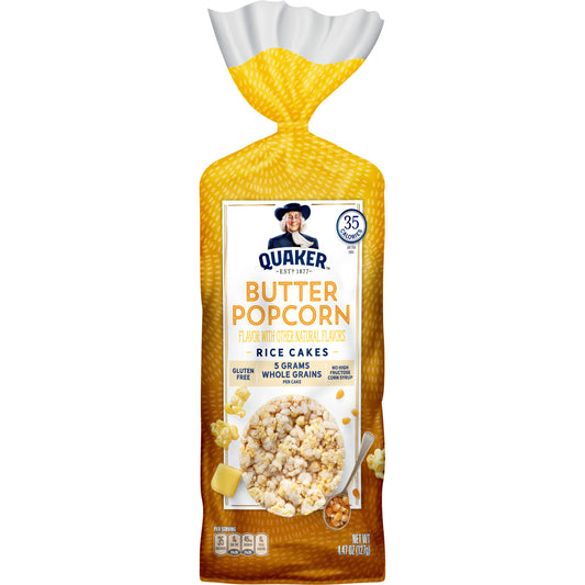 Quaker Rice Cakes Buttered Popcorn 4.47 Ounce Plastic Bag