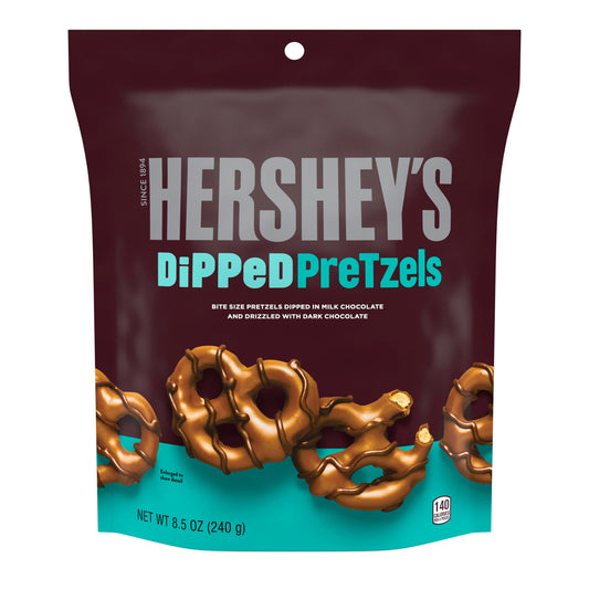 HERSHEY S Dipped Pretzels Milk and Dark Chocolate Covered Pretzel Candy 8.5 Oz Bag