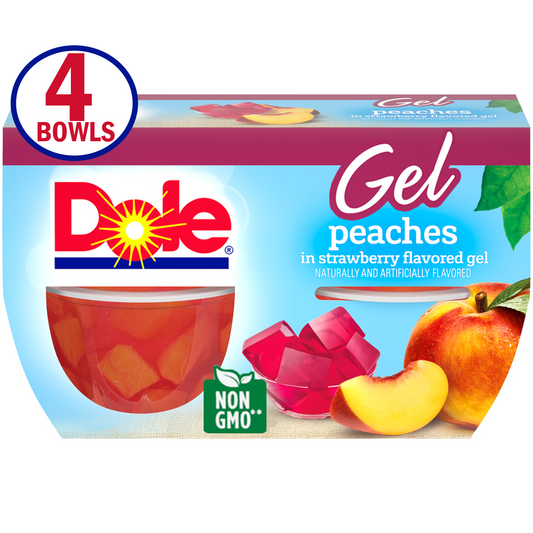 Dole Peach in Strawberry Jelly Pots Multipack, 4 X 123g