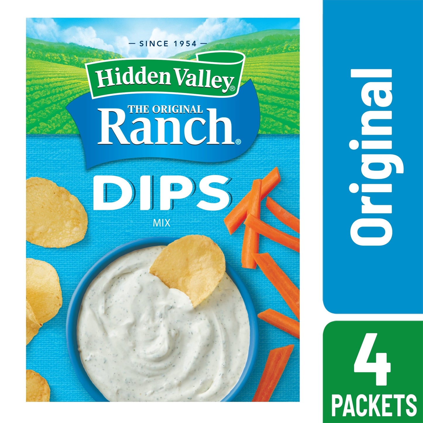 Hidden Valley Original Ranch Dips Mix Gluten Free Keto-Friendly 1 Oz 4 Packets