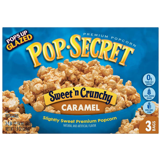 Pop Secret Popcorn Sweet N Crunchy Caramel Microwave Popcorn 2.64 Oz Bags 3 Ct