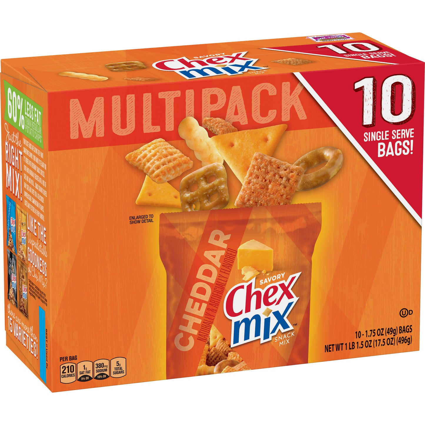 Chex Mix Snack Mix Cheddar Savory Snack Bags Multipack 1.75 Oz 10 Ct