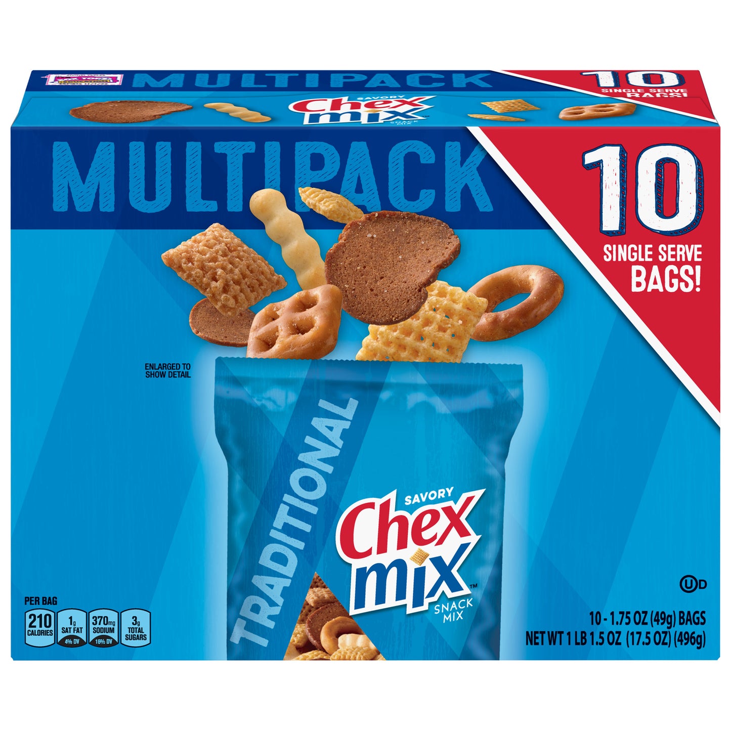 Chex Mix Snack Party Mix Traditional Multipack Pub Mix Snack Bags 10 Ct