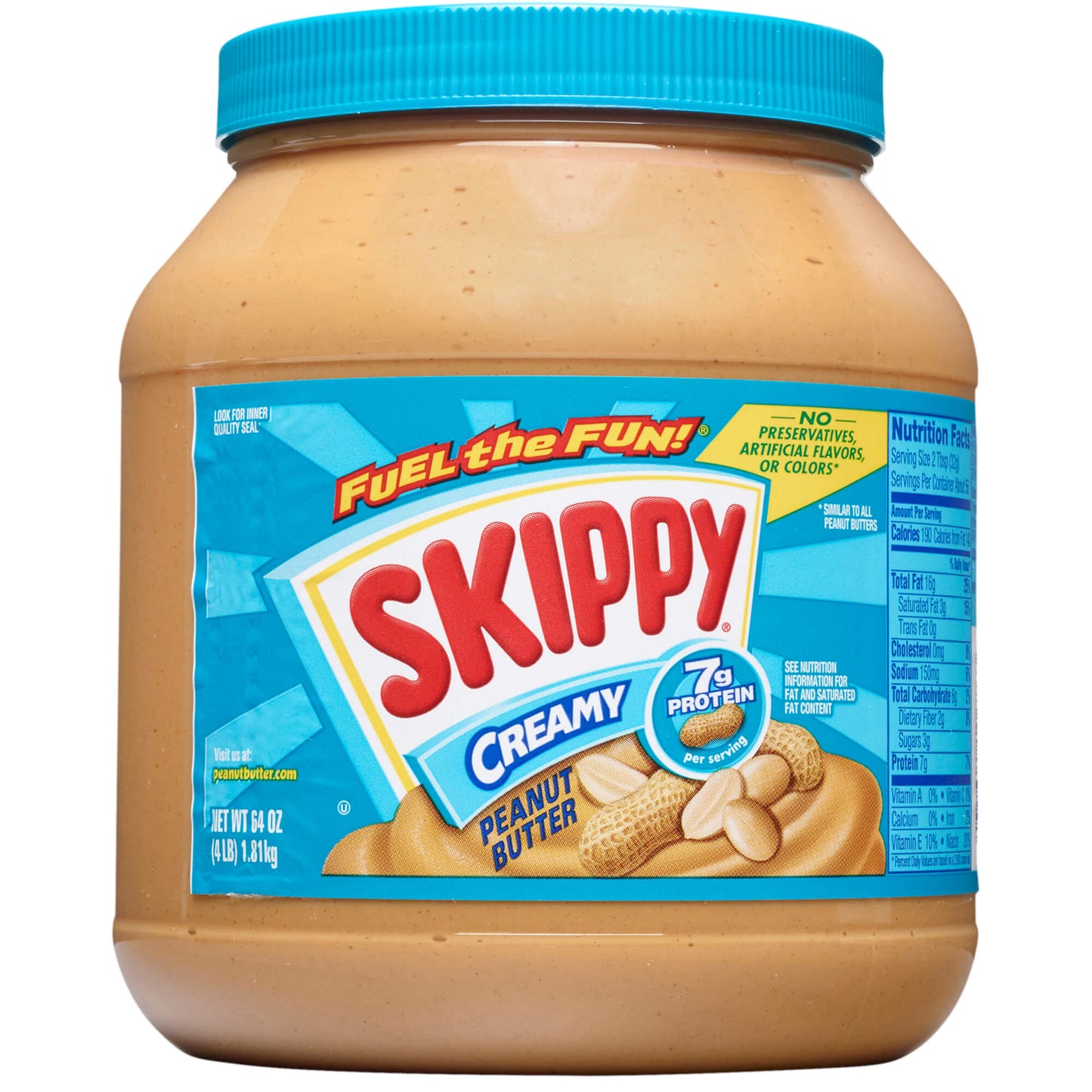 SKIPPY Peanut Butter Creamy 7G Protein per Serving 64 Oz Jar