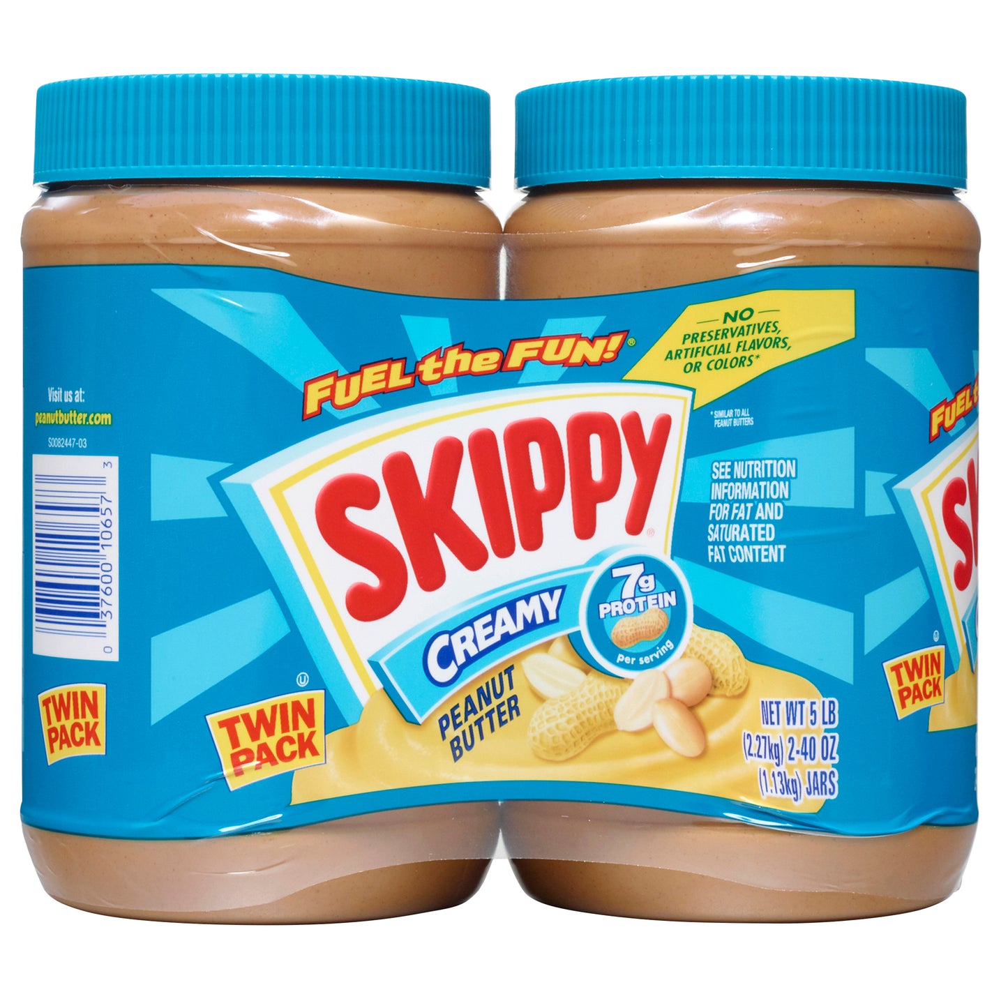 Skippy Natural Creamy Peanut Butter Spread Twin 80 oz