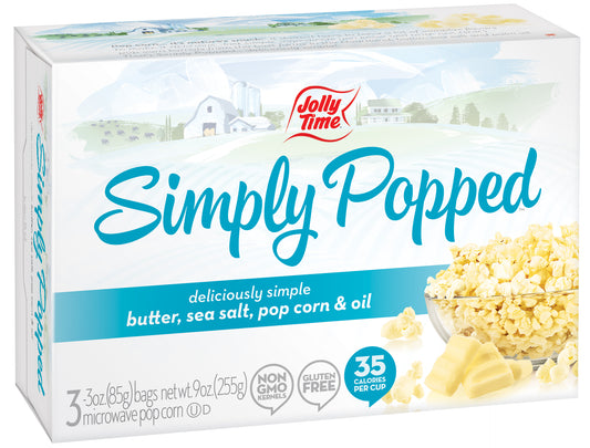 JOLLY TIME Simply Popped Butter Gluten-Free Microwave Popcorn 3 Oz Bags 3 Ct