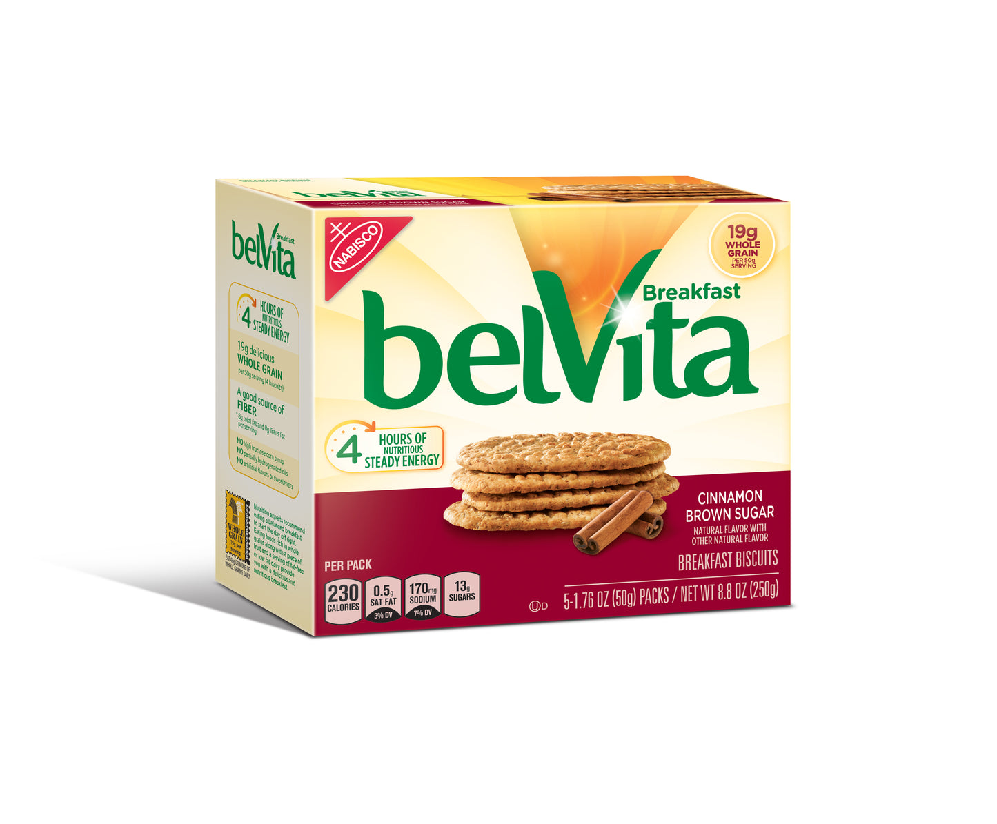 BelVita Cinnamon Brown Sugar Breakfast Biscuits 5 Packs (4 Biscuits per Pack)