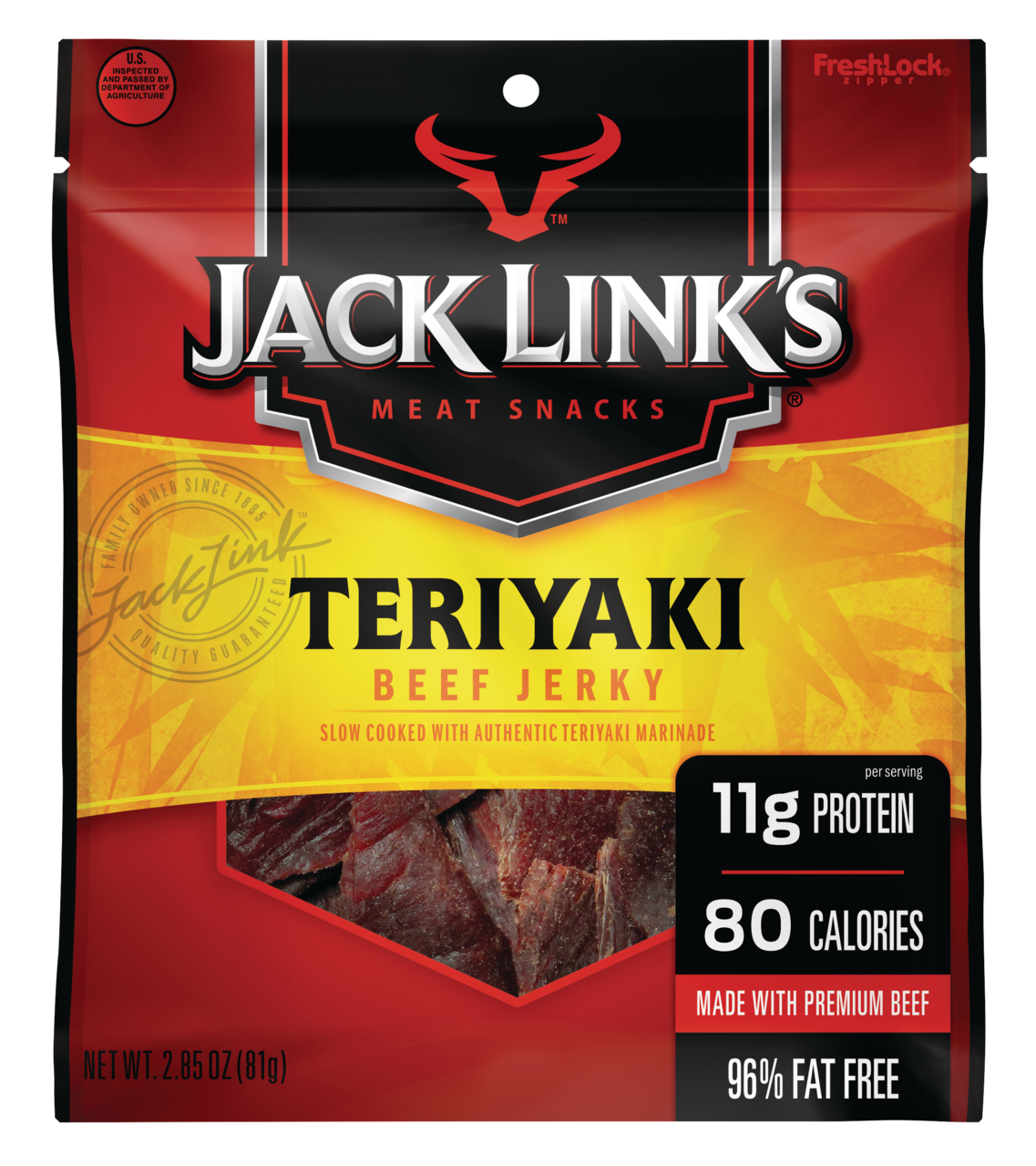 Jack Link’s Beef Jerky Teriyaki 100% Beef 11g of Protein per Serving 2.85 Oz Bag