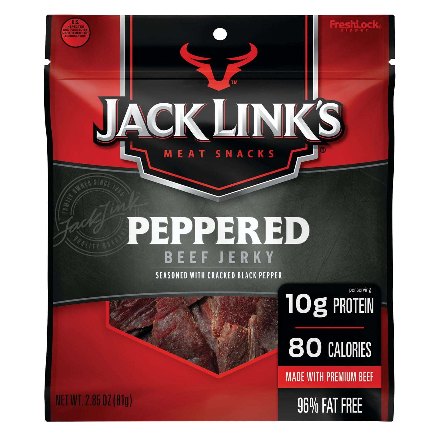 Jack Link’s Beef Jerky Peppered 100% Beef 11g of Protein per Serving 2.85 Oz Bag