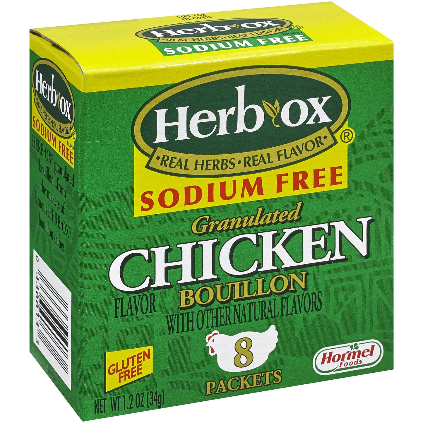 HERB-OX Instant Sodium Free Chicken Bouillon Packets Shelf Stable 1.2 Oz Paper Box (8 Packets)