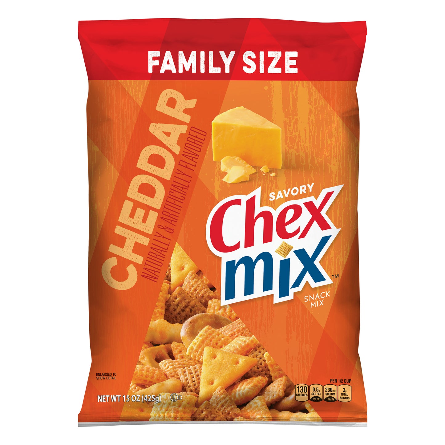 Chex Mix Snack Mix Cheddar Savory Snack Bag Family Size 15 Oz