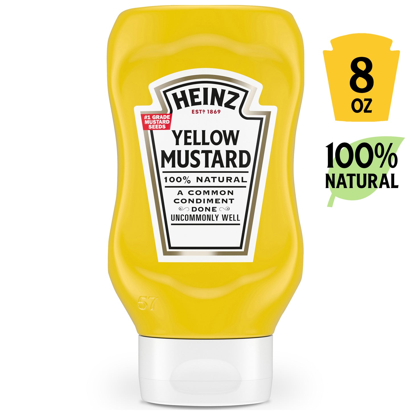 Heinz 100% Natural Yellow Mustard 8 Oz Bottle